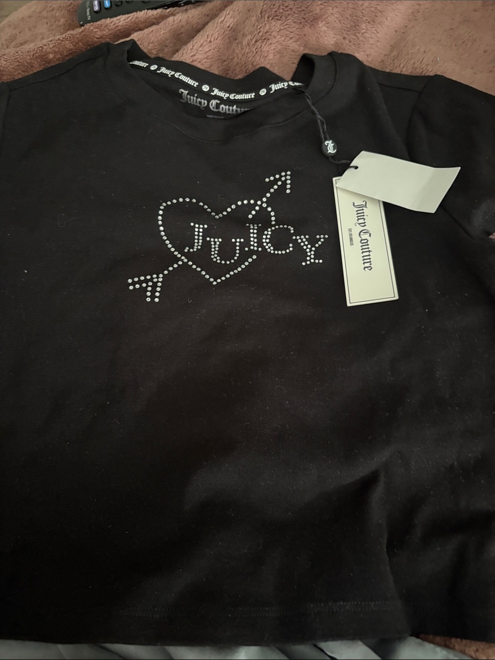 Juicy Couture Black Rhinestone Heart Arrow Tee